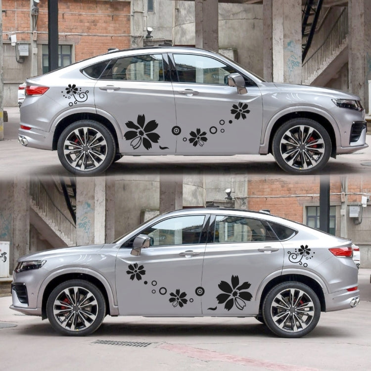2 PCS/Set D-510 Flowers Pattern Car Modified Decorative Sticker(Black) - free shipping - PMC Jewellery - Order now!