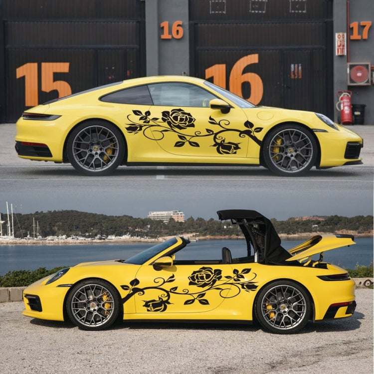 2 PCS/Set D-545 Rose Pattern Car Modified Decorative Sticker(Black) - Decorative Sticker by PMC Jewellery | Online Shopping South Africa | PMC Jewellery | Buy Now Pay Later Mobicred