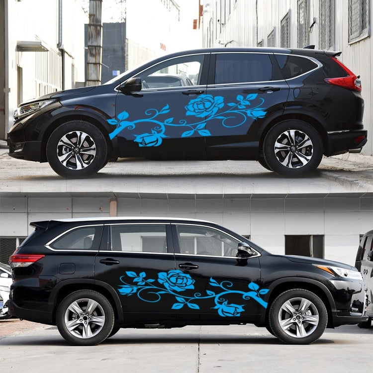 2 PCS/Set D-545 Rose Pattern Car Modified Decorative Sticker(Blue) - free shipping - PMC TechLife - Order now!