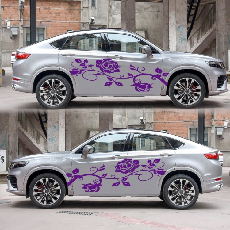 2 PCS/Set D-545 Rose Pattern Car Modified Decorative Sticker(Purple) - Decorative Sticker by PMC TechLife | Online Shopping South Africa | PMC TechLife | Buy Now Pay Later Mobicred