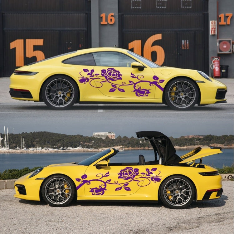 2 PCS/Set D-545 Rose Pattern Car Modified Decorative Sticker(Purple) - Decorative Sticker by PMC TechLife | Online Shopping South Africa | PMC TechLife | Buy Now Pay Later Mobicred