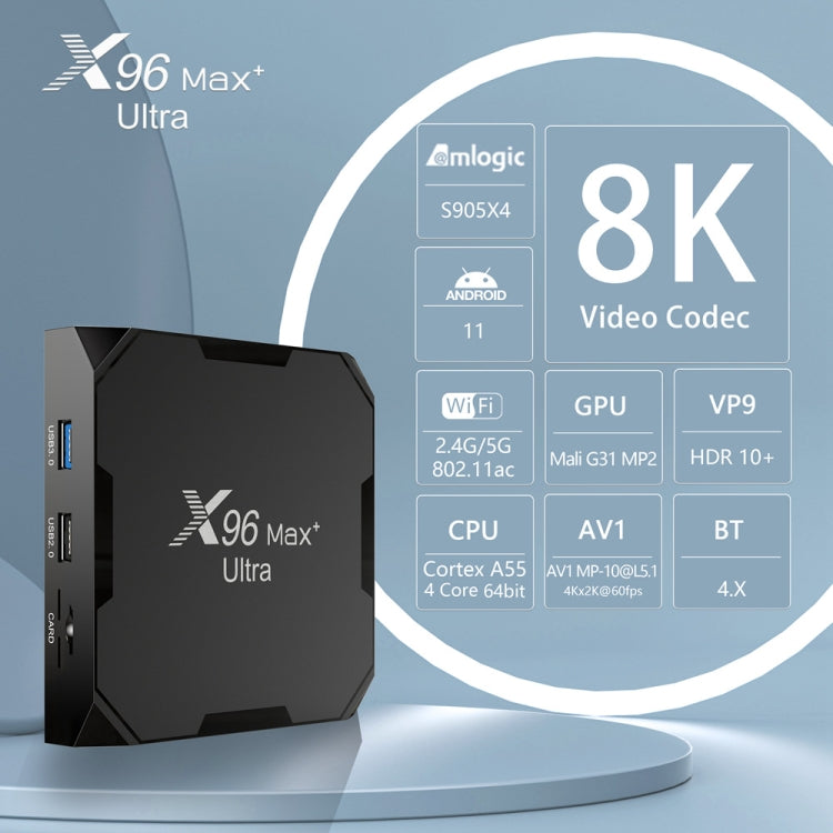 H96 Max+ Ultra 4GB+32GB Amlogic S905X4 8K Smart TV BOX Android 11.0 Media Player, Plug Type:UK Plug - Others by PMC TechLife | Online Shopping South Africa | PMC TechLife | Buy Now Pay Later Mobicred