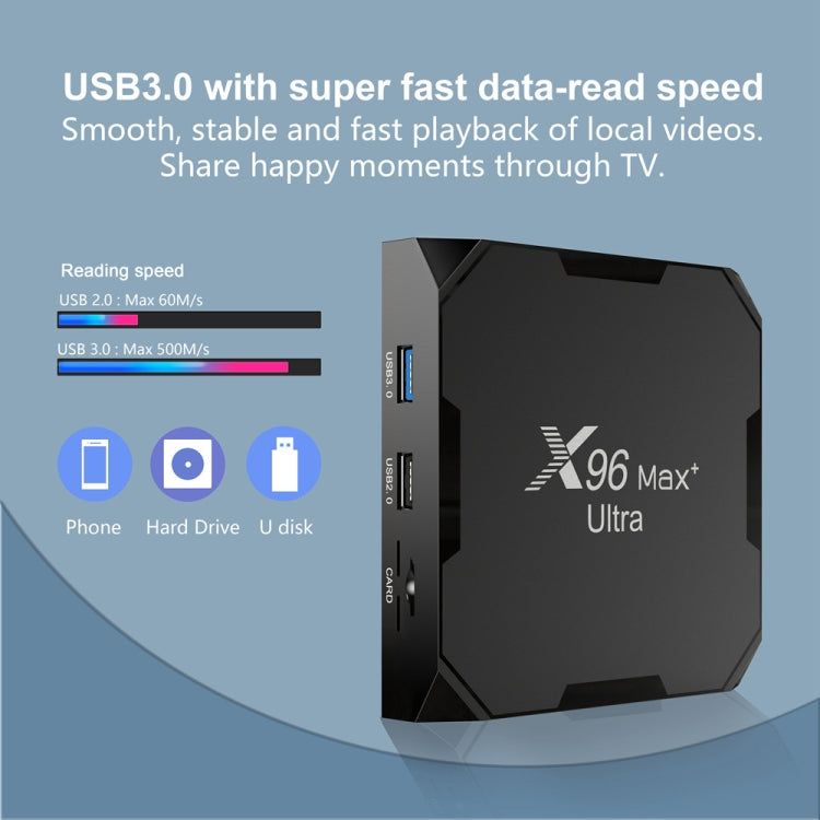 H96 Max+ Ultra 4GB+32GB Amlogic S905X4 8K Smart TV BOX Android 11.0 Media Player, Plug Type:UK Plug - Others by PMC TechLife | Online Shopping South Africa | PMC TechLife | Buy Now Pay Later Mobicred