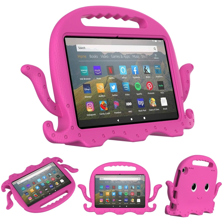 For Amazon Kindle Fire HD 8 / HD 8 Plus Octopus EVA Shockproof Tablet Case with Screen Film & Shoulder Strap(Rose Red) - Amazon by PMC TechLife | Online Shopping South Africa | PMC TechLife | Buy Now Pay Later Mobicred