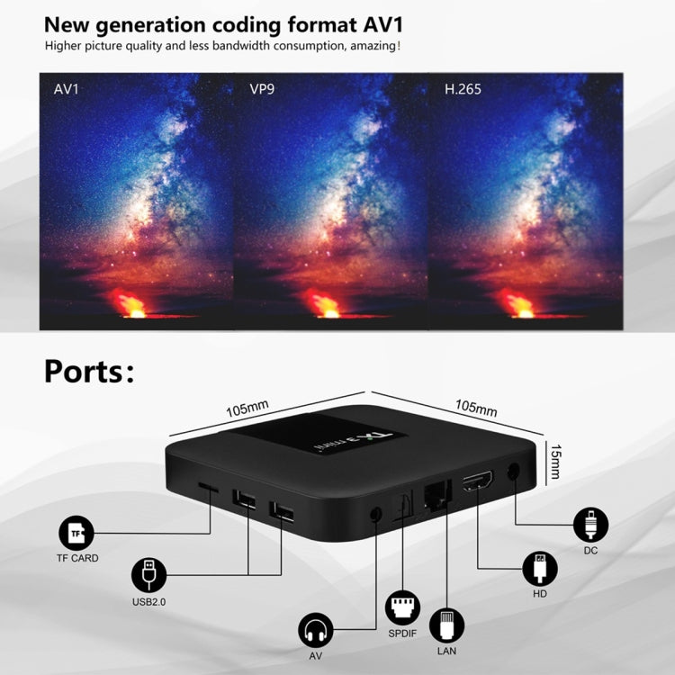 TX3 mini+  Android 11.0 Smart TV Box, Amlogic S905W2 Quad Core, Memory:2GB+16GB, 2.4GHz WiFi(EU Plug) - Amlogic S905 by PMC TechLife | Online Shopping South Africa | PMC TechLife | Buy Now Pay Later Mobicred