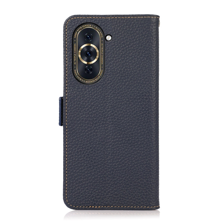 For Huawei Nova 10 Pro KHAZNEH Side-Magnetic Litchi Genuine Leather RFID Phone Case(Blue) - Huawei Cases by PMC TechLife | Online Shopping South Africa | PMC TechLife | Buy Now Pay Later Mobicred