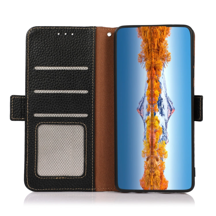 For Huawei Nova 10 Pro KHAZNEH Side-Magnetic Litchi Genuine Leather RFID Phone Case(Black) - Huawei Cases by PMC TechLife | Online Shopping South Africa | PMC TechLife | Buy Now Pay Later Mobicred