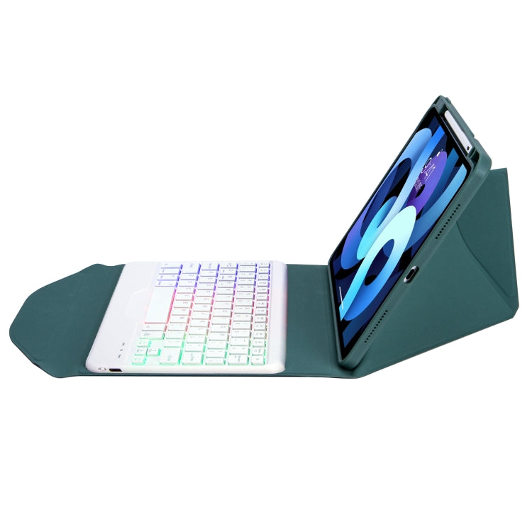 Z098BS Pen Slot Backlight Bluetooth Keyboard Leather Tablet Case For iPad Air 10.9 2022/2020(Green) - For iPad Air by PMC TechLife | Online Shopping South Africa | PMC TechLife