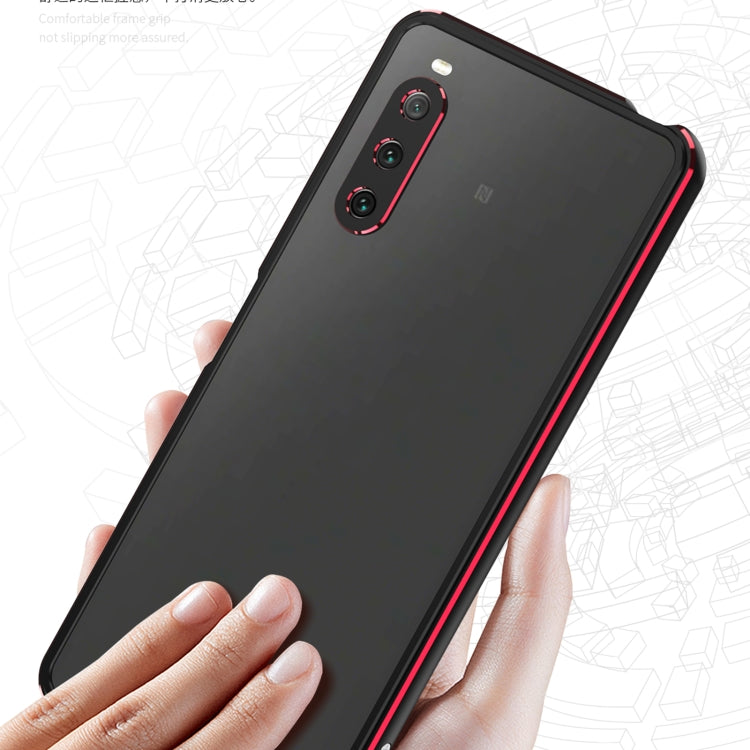 For Sony Xperia 10 ��� Aurora Series Lens Protector + Metal Frame Protective Phone Case(Silver+Silver) - Sony Cases by PMC TechLife | Online Shopping South Africa | PMC TechLife | Buy Now Pay Later Mobicred