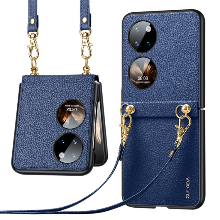 For Huawei P50 Pocket SULADA Litchi Texture Leather + TPU Phone Case with Strap(Blue) - Huawei Cases by SULADA | Online Shopping South Africa | PMC TechLife | Buy Now Pay Later Mobicred