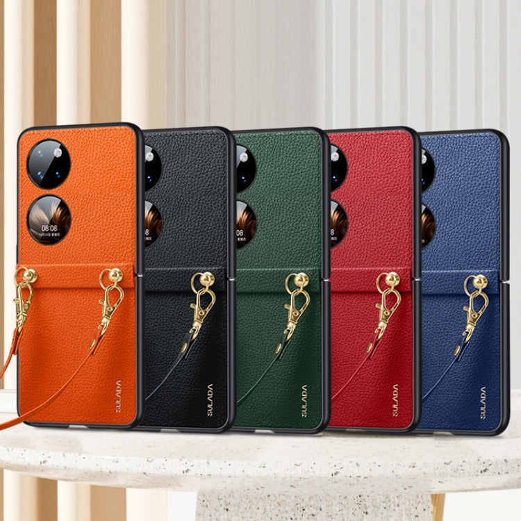 For Huawei P50 Pocket SULADA Litchi Texture Leather + TPU Phone Case with Strap(Red) - Huawei Cases by SULADA | Online Shopping South Africa | PMC TechLife | Buy Now Pay Later Mobicred