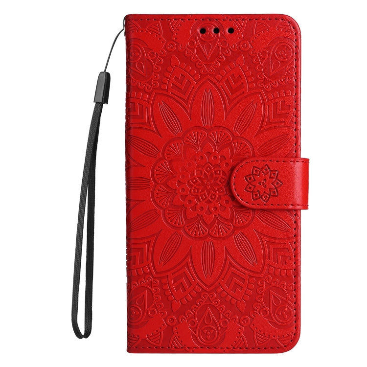 For OPPO Realme 9i / A36 4G / A76 4G Embossed Sunflower Leather Phone Case(Red) - Realme Cases by PMC TechLife | Online Shopping South Africa | PMC TechLife | Buy Now Pay Later Mobicred