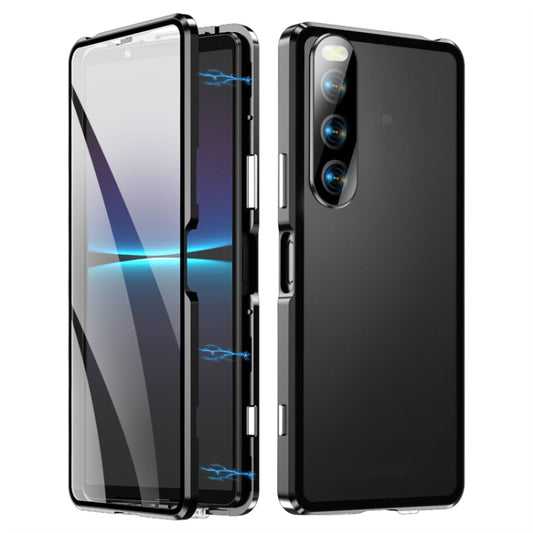 For Sony Xperia 10 IV HD Magnetic Metal Tempered Glass Phone Case(Black) - Sony Cases by PMC Jewellery | Online Shopping South Africa | PMC Jewellery | Buy Now Pay Later Mobicred