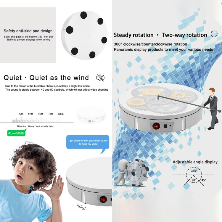 30cm Charging Rotating Display Stand Video Shooting Turntable, Load: 50kg, Power Plug:UK Plug(Black) - free shipping - PMC TechLife - Order now!