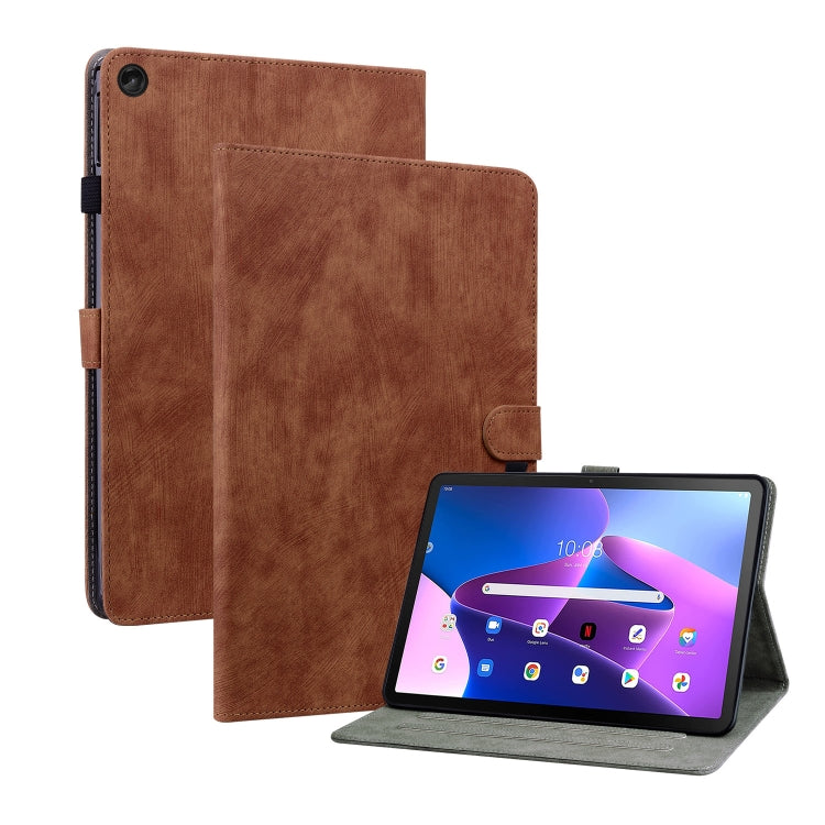 For Lenovo Tab M10 10.1 3rd Gen Tiger Pattern PU Tablet Case(Brown) - Lenovo by PMC TechLife | Online Shopping South Africa | PMC TechLife | Buy Now Pay Later Mobicred