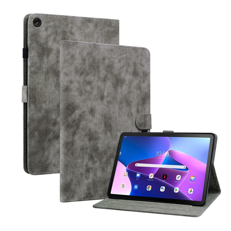 For Lenovo Tab M10 Plus 10.6 3rd Gen Tiger Pattern PU Tablet Case(Grey) - Lenovo by PMC TechLife | Online Shopping South Africa | PMC TechLife | Buy Now Pay Later Mobicred