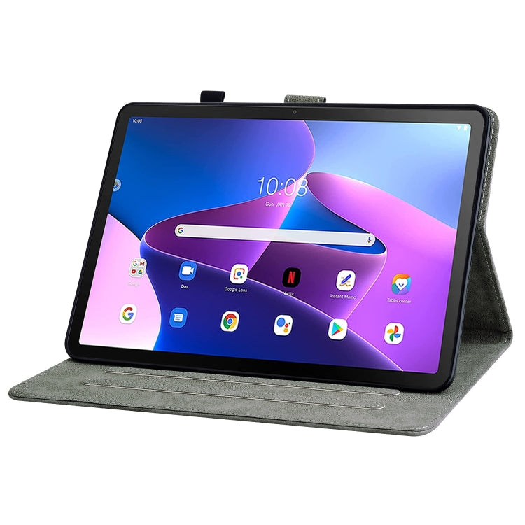 For Lenovo Tab M10 Plus 10.6 3rd Gen Tiger Pattern PU Tablet Case(Grey) - Lenovo by PMC TechLife | Online Shopping South Africa | PMC TechLife | Buy Now Pay Later Mobicred