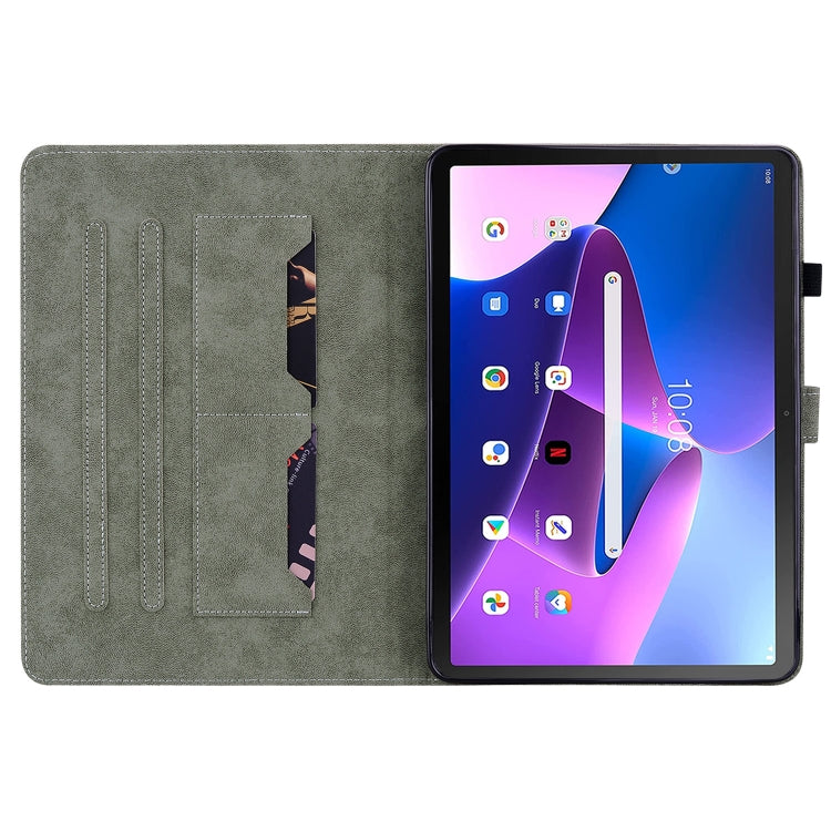 For Lenovo Tab M10 Plus 10.6 3rd Gen Tiger Pattern PU Tablet Case(Grey) - Lenovo by PMC TechLife | Online Shopping South Africa | PMC TechLife | Buy Now Pay Later Mobicred