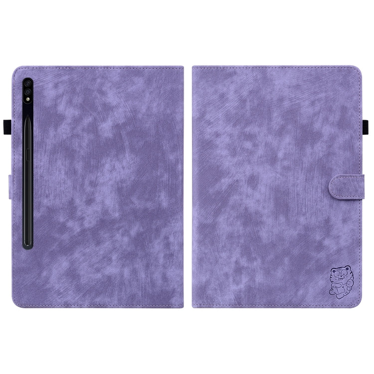 For Samsung Galaxy Tab S9 Tiger Pattern Flip Leather Tablet Case(Purple) - Galaxy Tab S9 Cases by PMC Jewellery | Online Shopping South Africa | PMC Jewellery | Buy Now Pay Later Mobicred