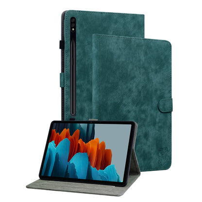 For Samsung Galaxy Tab S9 Tiger Pattern Flip Leather Tablet Case(Dark Green) - Galaxy Tab S9 Cases by PMC Jewellery | Online Shopping South Africa | PMC Jewellery | Buy Now Pay Later Mobicred