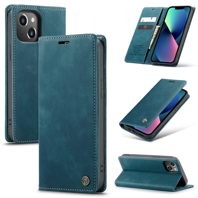 For iPhone 14 Plus CaseMe-013 Multifunctional Retro Frosted Leather Phone Case (Blue) - iPhone 14 Plus Cases by CaseMe | Online Shopping South Africa | PMC Jewellery | Buy Now Pay Later Mobicred