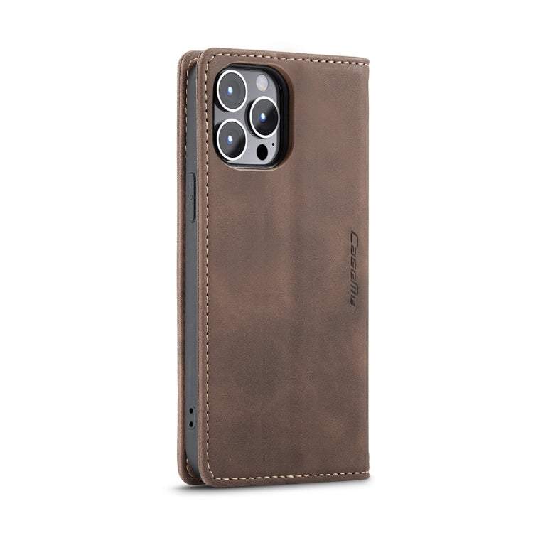 For iPhone 14 Pro CaseMe-013 Multifunctional Retro Frosted Leather Phone Case(Coffee) - iPhone 14 Pro Cases by CaseMe | Online Shopping South Africa | PMC Jewellery | Buy Now Pay Later Mobicred