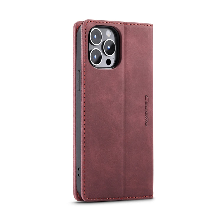 For iPhone 14 Pro Max CaseMe-013 Multifunctional Retro Frosted Leather Phone Case (Wine Red) - free shipping - PMC TechLife - Order now!