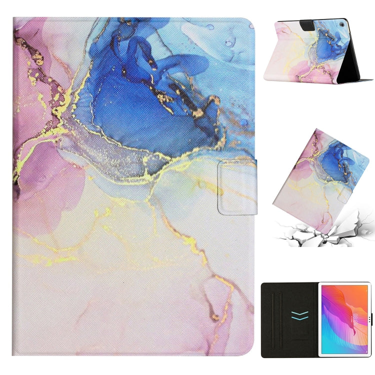 For Huawei MatePad T10s Marble Pattern Leather Tablet Case(Pink Blue) - Huawei by PMC TechLife | Online Shopping South Africa | PMC TechLife | Buy Now Pay Later Mobicred