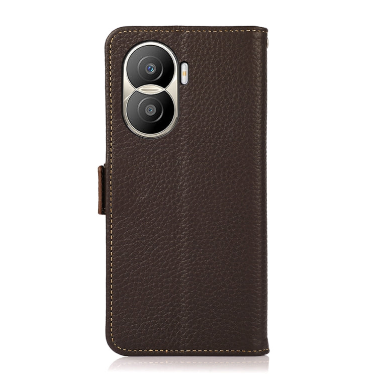 For Honor X40i KHAZNEH Side-Magnetic Litchi Texture Genuine Leather RFID Phone Case(Brown) - Honor Cases by PMC TechLife | Online Shopping South Africa | PMC TechLife | Buy Now Pay Later Mobicred