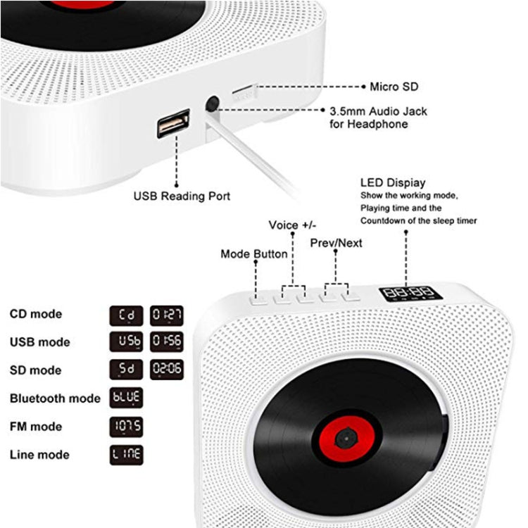 Kecag KC-809 10W Portable Bluetooth Album CD Player Player(Black) - free shipping - PMC Jewellery - Order now!