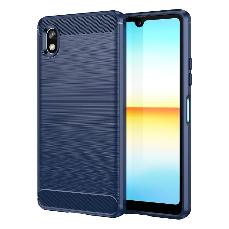 For Sony Xperia Ace III Brushed Texture Carbon Fiber TPU Phone Case(Blue) - Sony Cases by PMC TechLife | Online Shopping South Africa | PMC TechLife | Buy Now Pay Later Mobicred
