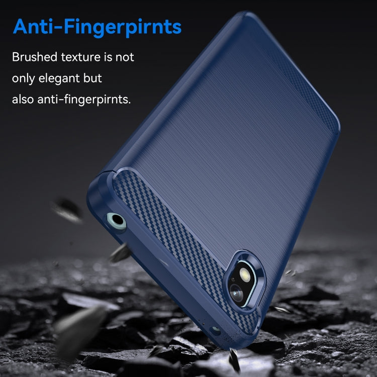 For Sony Xperia Ace III Brushed Texture Carbon Fiber TPU Phone Case(Blue) - Sony Cases by PMC TechLife | Online Shopping South Africa | PMC TechLife | Buy Now Pay Later Mobicred