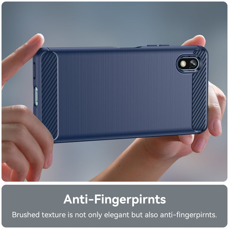 For Sony Xperia Ace III Brushed Texture Carbon Fiber TPU Phone Case(Blue) - Sony Cases by PMC TechLife | Online Shopping South Africa | PMC TechLife | Buy Now Pay Later Mobicred