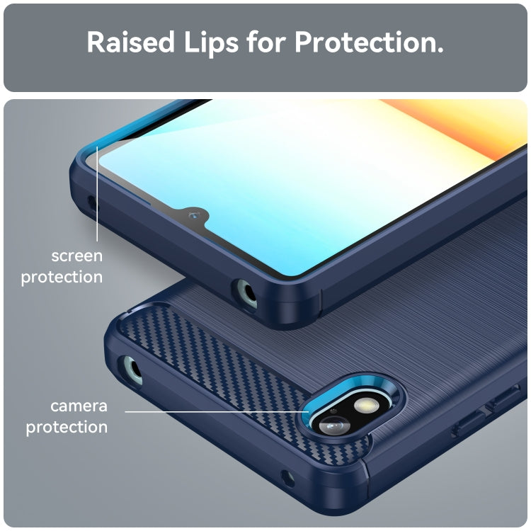 For Sony Xperia Ace III Brushed Texture Carbon Fiber TPU Phone Case(Blue) - Sony Cases by PMC TechLife | Online Shopping South Africa | PMC TechLife | Buy Now Pay Later Mobicred