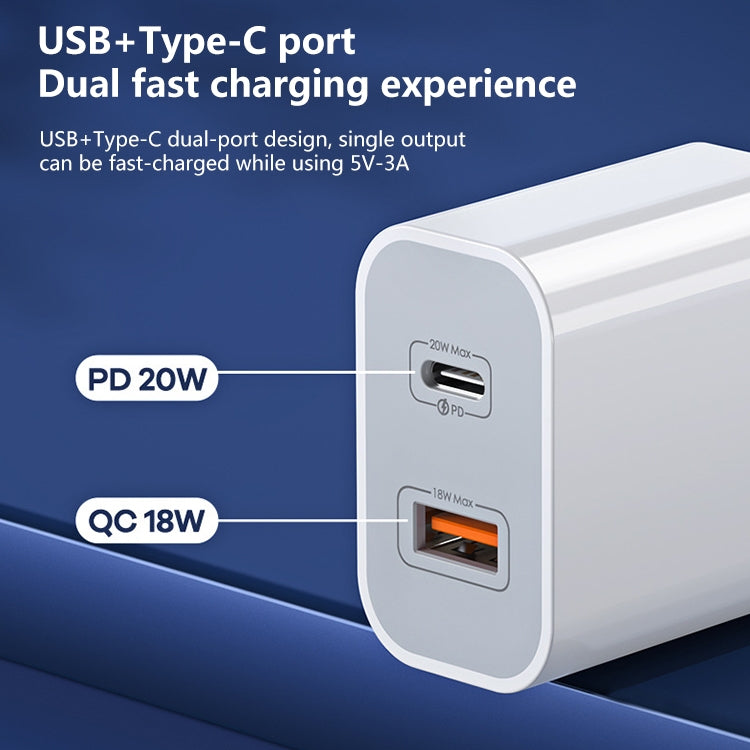 REMAX RP-U68 Speedy Series 20W USB+USB-C/Type-C Interface Fast Charger, Specification:US Plug(White) - free shipping - PMC Jewellery - Order now!