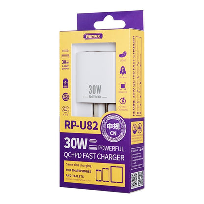 REMAX RP-U82 30W USB+USB-C/Type-C Dual Interface Fast Charger, Specification:UK Plug(White) - USB Charger by REMAX | Online Shopping South Africa | PMC Jewellery | Buy Now Pay Later Mobicred