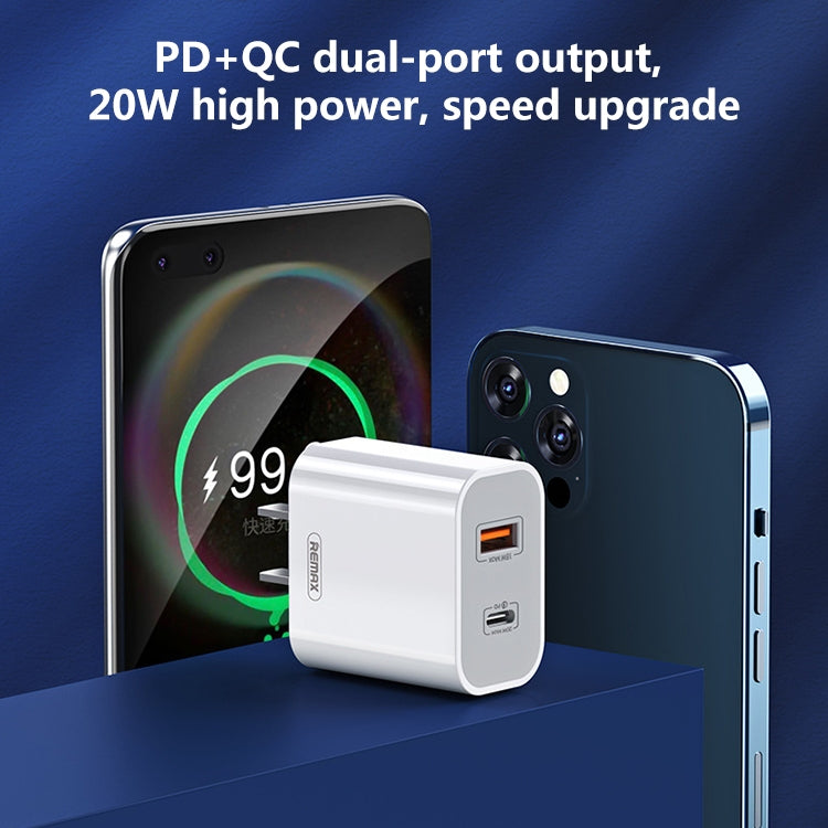 REMAX RP-U68 20W USB+USB-C/Type-C Dual Interface Fast Charger Set, Specification:CN Plug(White) - free shipping - PMC Jewellery - Order now!
