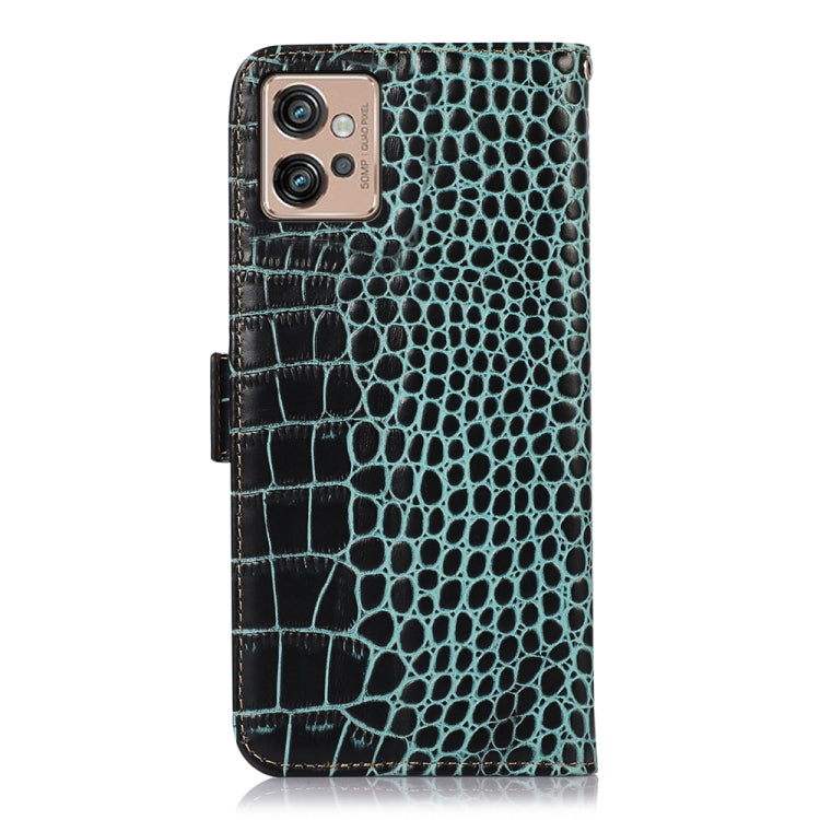 For Motorola Moto G32 Crocodile Top Layer Cowhide Leather Phone Case(Green) - Motorola Cases by PMC TechLife | Online Shopping South Africa | PMC TechLife | Buy Now Pay Later Mobicred