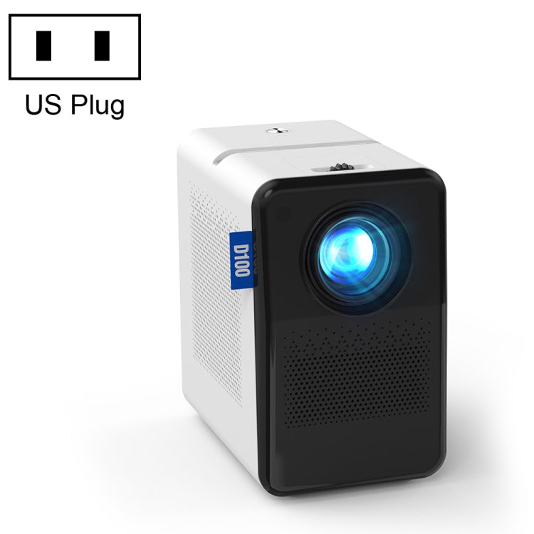 D100 180 ANSI Lumens Mini LED+LCD Smartphone Wireless Screen Mirroring Projector, Plug Type:US Plug(White) - Mini Projector by PMC Jewellery | Online Shopping South Africa | PMC Jewellery | Buy Now Pay Later Mobicred