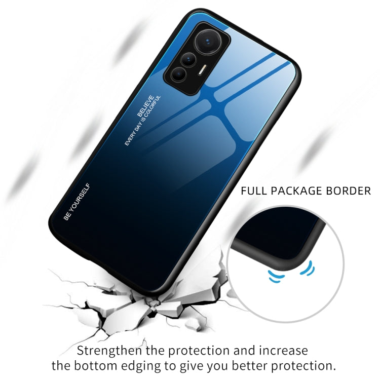 For Xiaomi 12 Lite Gradient Color Glass Case(Green Cyan) - Xiaomi Cases by PMC TechLife | Online Shopping South Africa | PMC TechLife