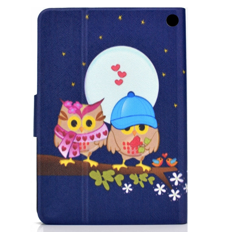 For Amazon Kindle Fire 7 2022 Electric Horizontal Flat Painted Leather Tablet Case(Couple Owls) - free shipping - PMC TechLife - Order now!