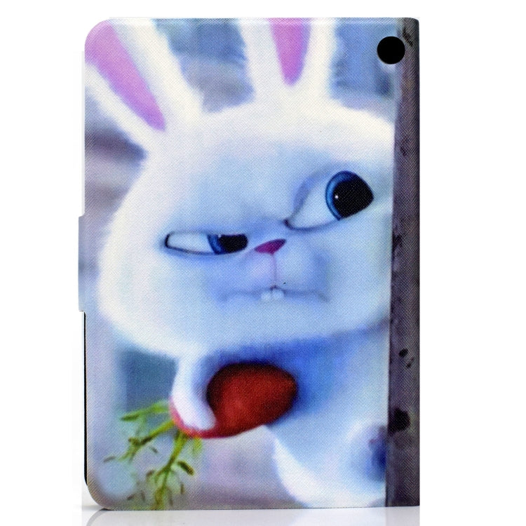 For Amazon Kindle Fire 7 2022 Electric Horizontal Flat Painted Leather Tablet Case(White Rabbit) - Amazon by PMC TechLife | Online Shopping South Africa | PMC TechLife | Buy Now Pay Later Mobicred