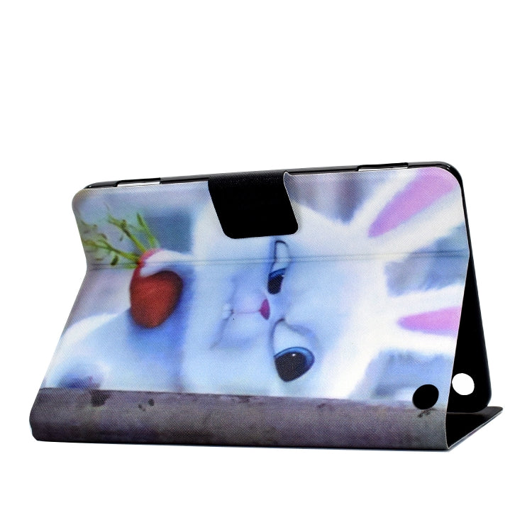 For Amazon Kindle Fire 7 2022 Electric Horizontal Flat Painted Leather Tablet Case(White Rabbit) - Amazon by PMC TechLife | Online Shopping South Africa | PMC TechLife | Buy Now Pay Later Mobicred