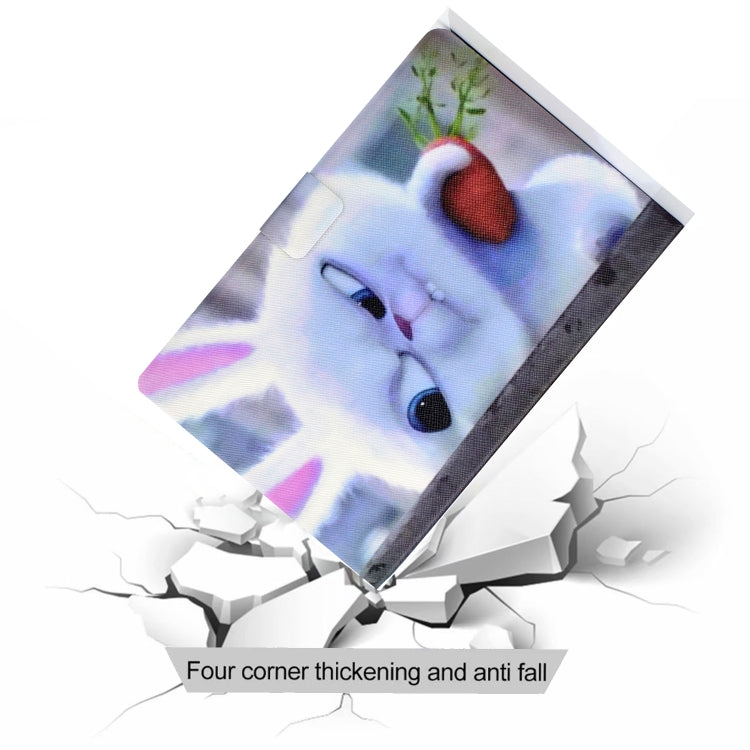 For Amazon Kindle Fire 7 2022 Electric Horizontal Flat Painted Leather Tablet Case(White Rabbit) - Amazon by PMC TechLife | Online Shopping South Africa | PMC TechLife | Buy Now Pay Later Mobicred