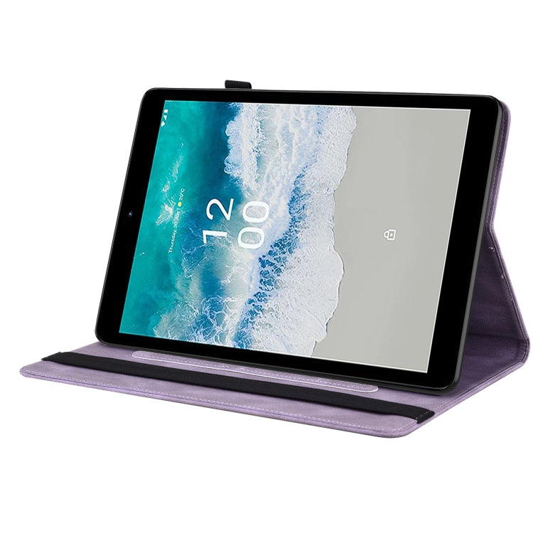 For Nokia T10 Butterfly Flower Embossed Leather Tablet Case(Purple) - Nokia by PMC TechLife | Online Shopping South Africa | PMC TechLife | Buy Now Pay Later Mobicred