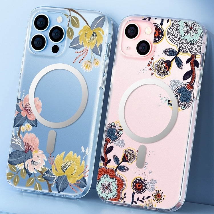 For iPhone 14 Flower Frosted MagSafe Phone Case (Gypsophila) - iPhone 14 Cases by PMC TechLife | Online Shopping South Africa | PMC TechLife
