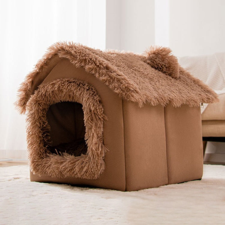 House Type Universal Removable and Washable Pet Dog Cat Bed Pet Supplies, Size:M(Brown Igloo) - Beds by PMC TechLife | Online Shopping South Africa | PMC TechLife | Buy Now Pay Later Mobicred
