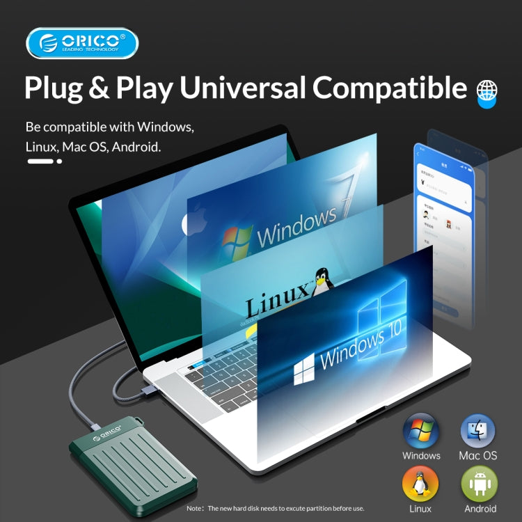 ORICO M25U3-GY 2.5 inch USB 3.0 Micro-B Hard Drive Enclosure(Grey) - free shipping - PMC Jewellery - Order now!