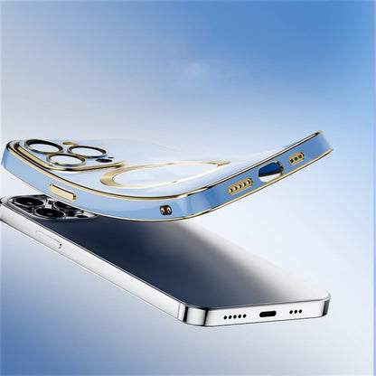 For iPhone 14 Pro Max 6D Gold Plated Magsafe Magnetic Phone Case (Sierra Blue) - iPhone 14 Pro Max Cases by PMC Jewellery | Online Shopping South Africa | PMC Jewellery