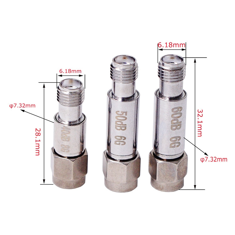 60dBi SMA Attenuator DC-6GHz SMA Coaxial Fixed Connectors - Connectors by PMC Jewellery | Online Shopping South Africa | PMC Jewellery | Buy Now Pay Later Mobicred